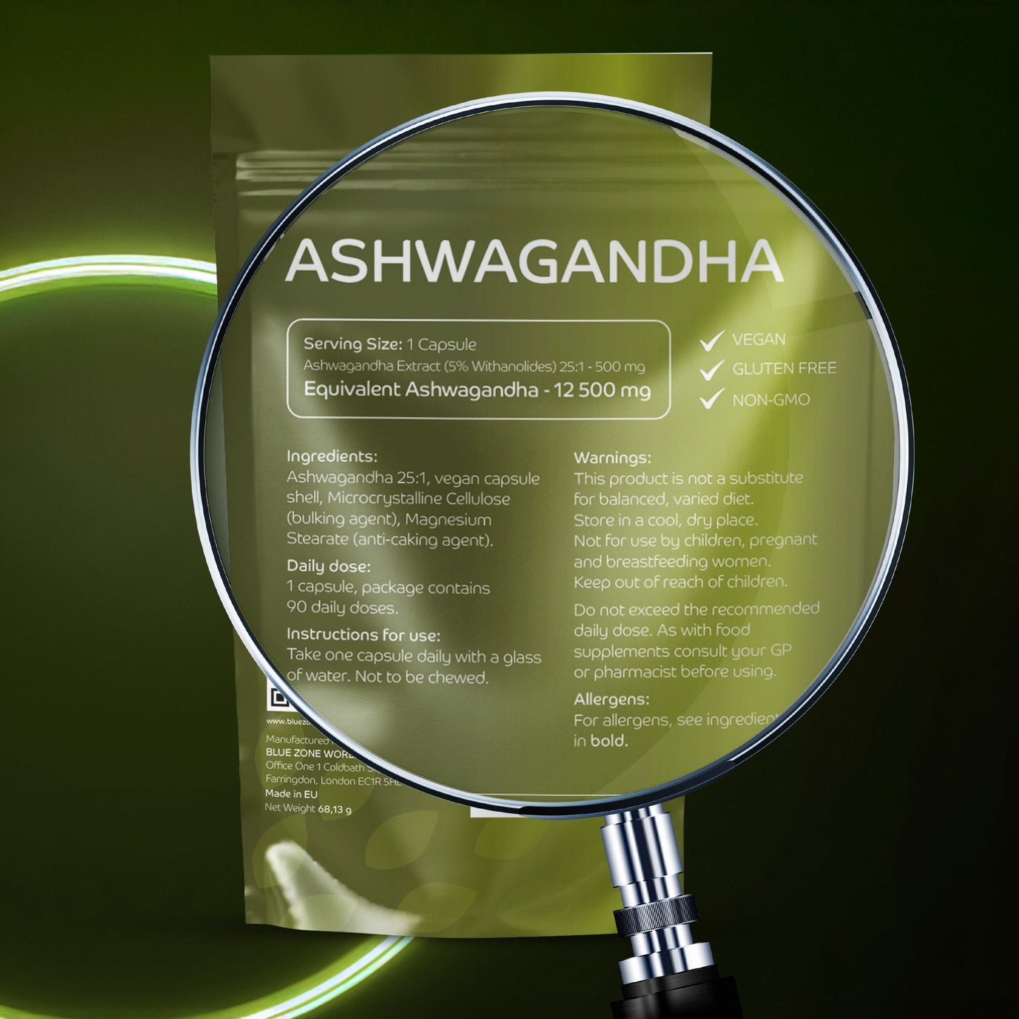 Ashwagandha 12500mg per capsule, That Calms Your Mind. Focuses Your Energy. Naturally