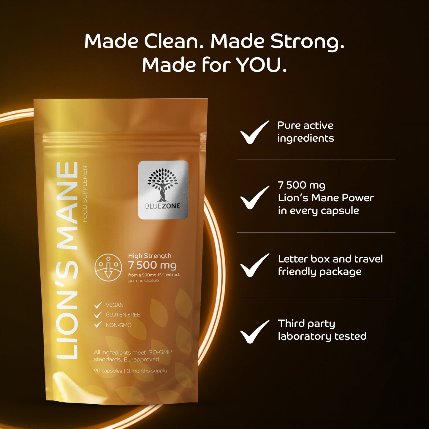 Lion’s Mane 7500mg per capsule for Clarity, Calm and Cognitive Strength