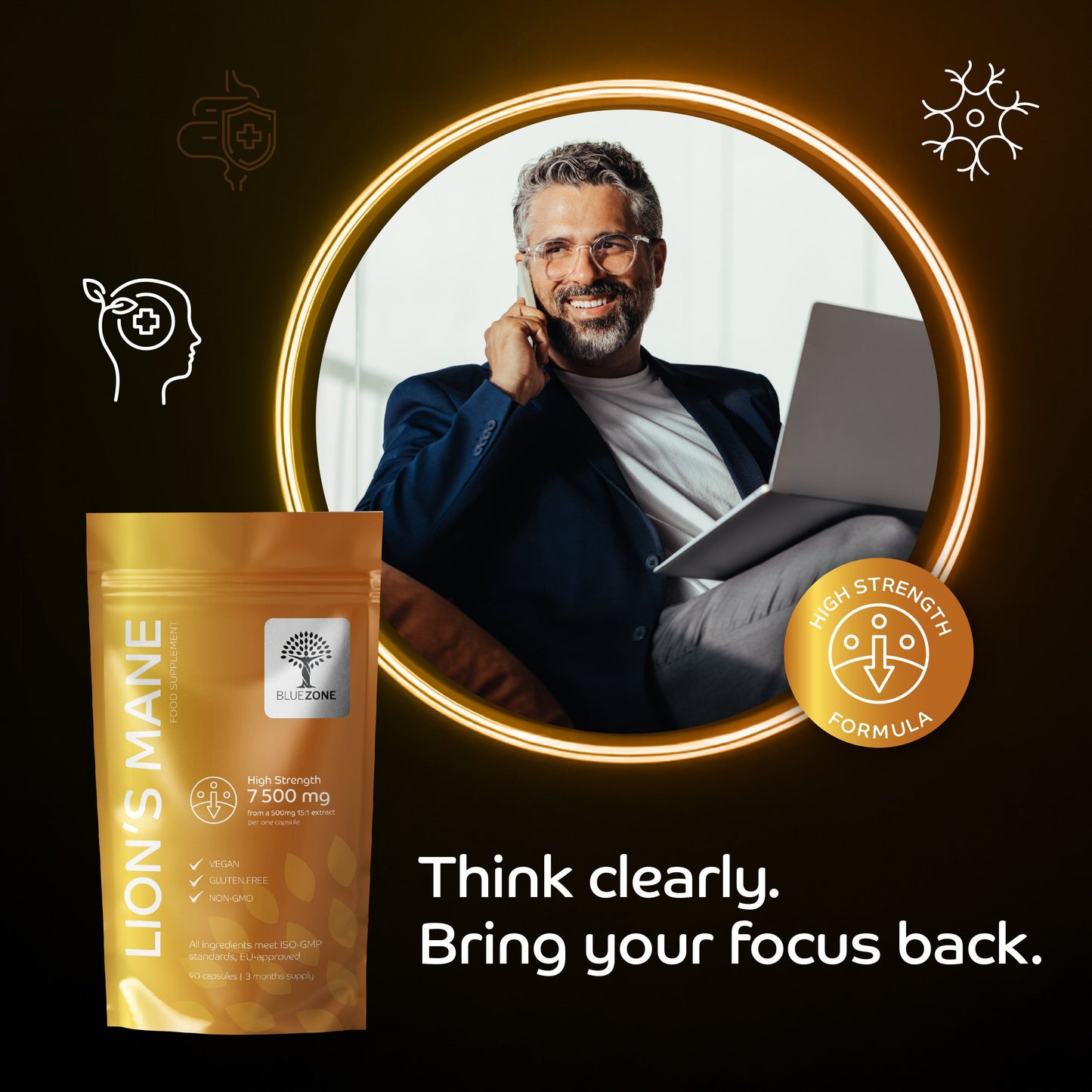 Lion’s Mane 7500mg per capsule for Clarity, Calm and Cognitive Strength