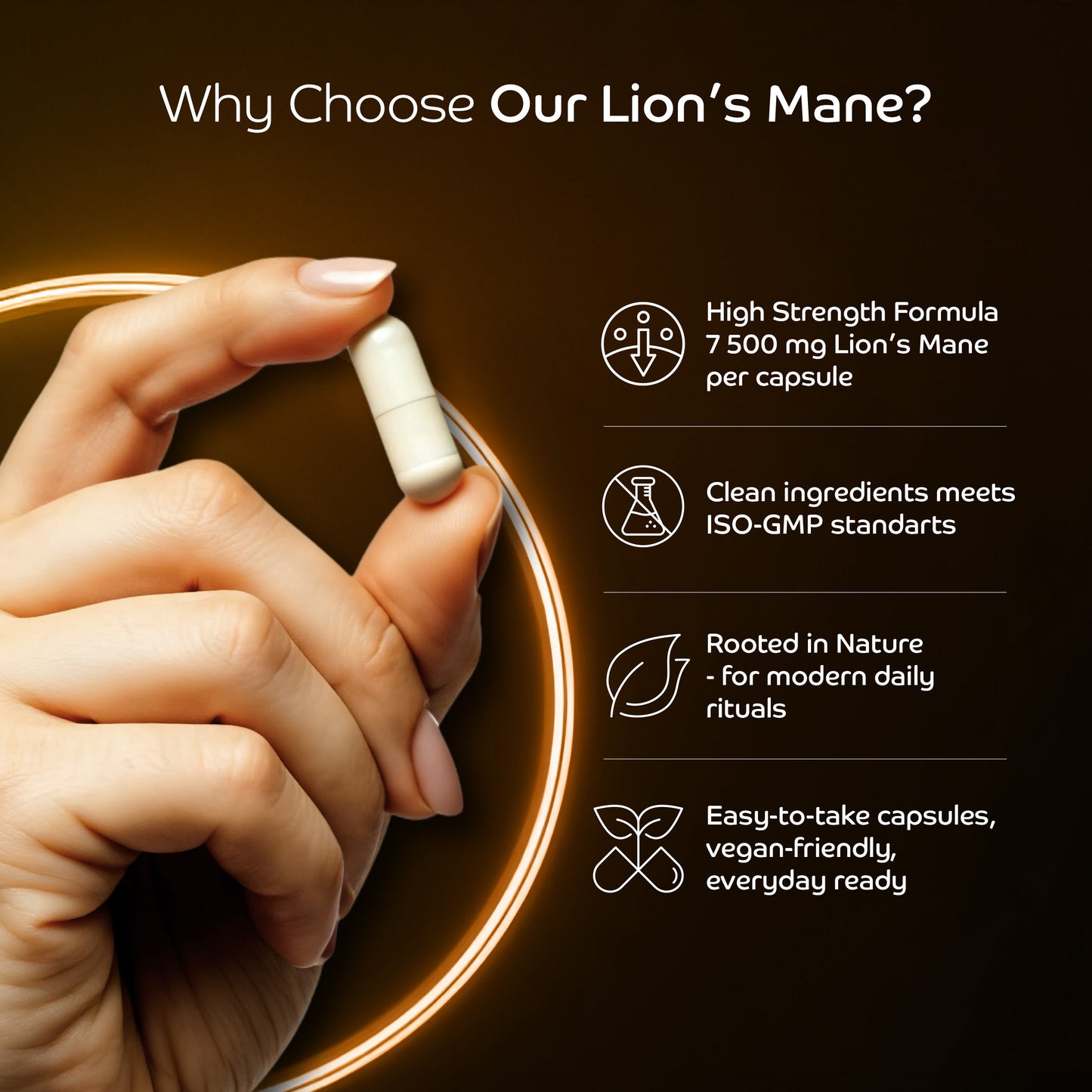 Lion’s Mane 7500mg per capsule for Clarity, Calm and Cognitive Strength
