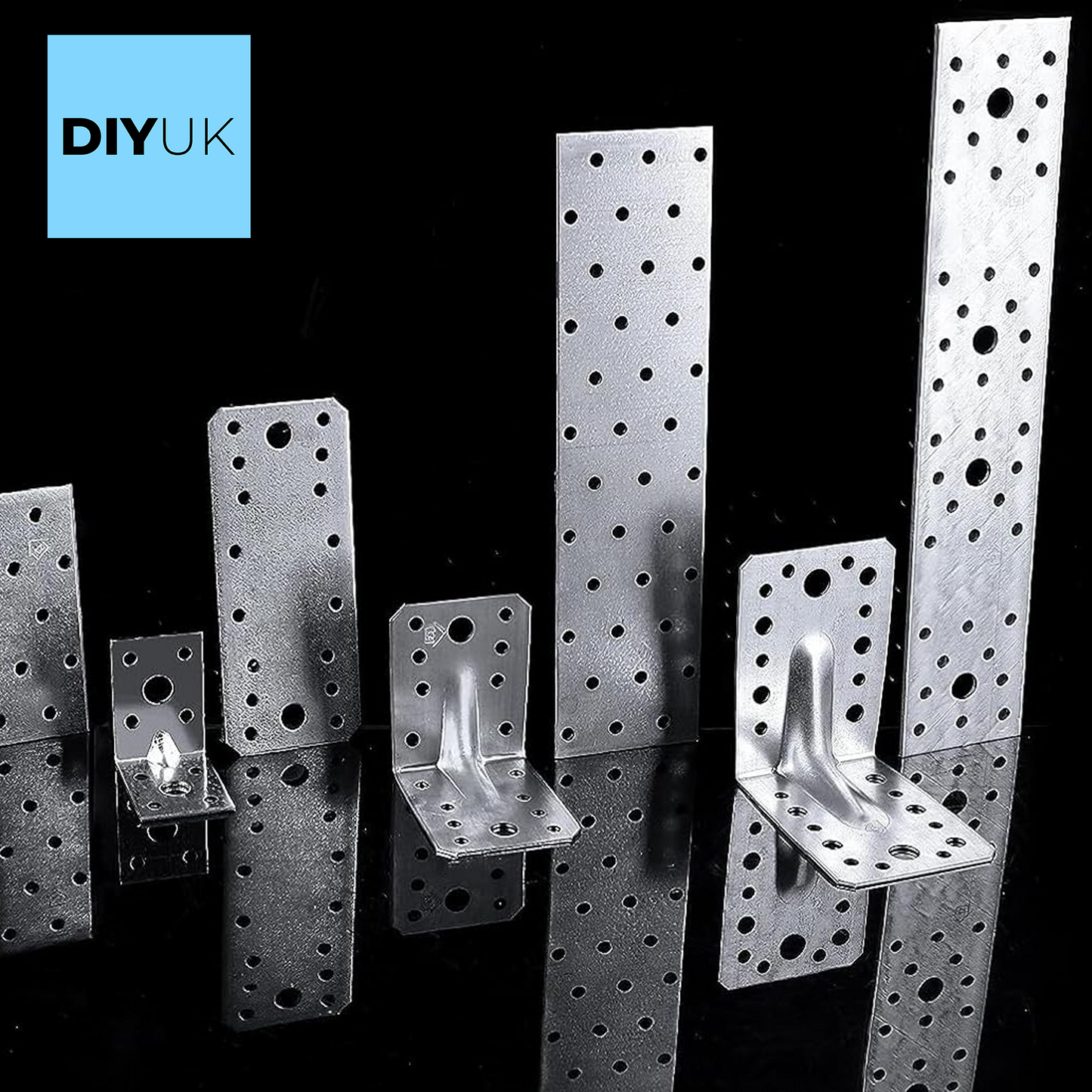 Angle Corner Brackets for Wood 70x70x55x2.0mm Galvanised Heavy Duty Steel L Braces Zinc Coated Metal Joist Sheet DIYUK