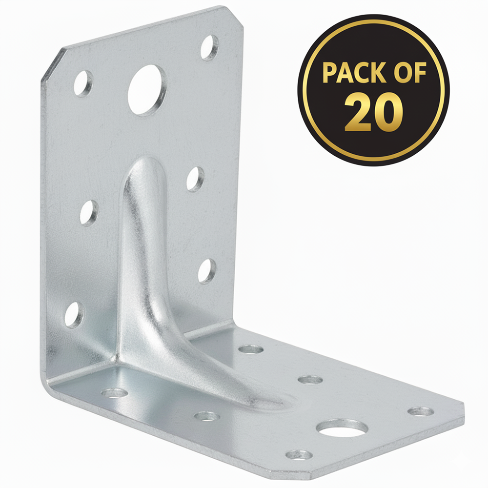 Angle Corner Brackets for Wood 70x70x55x2.0mm Galvanised Heavy Duty Steel L Braces Zinc Coated Metal Joist Sheet DIYUK