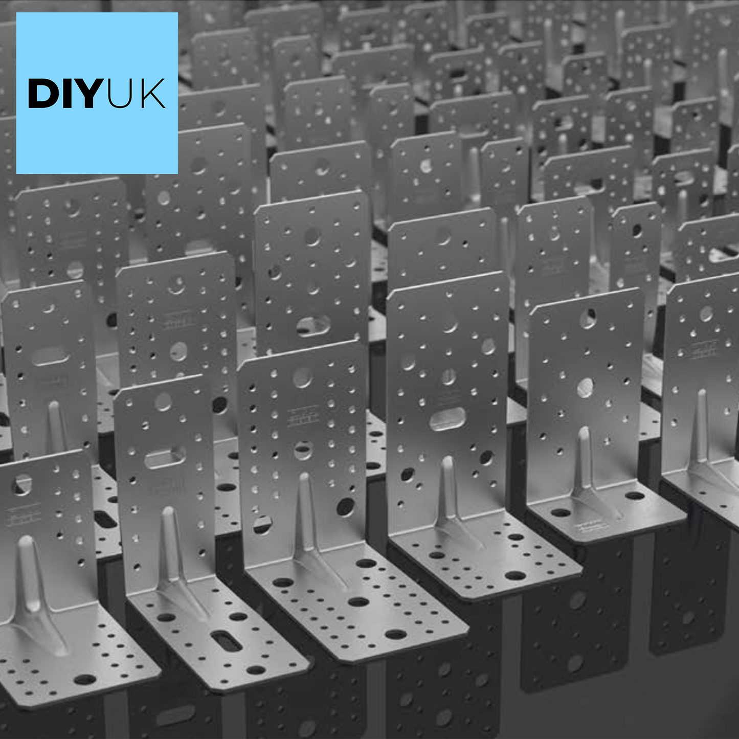 DIYUK Angle Bracket Heavy Duty 2.5mm Galvanised Steel Metal Corner Braces for Joining, Bracing, and Reinforcing