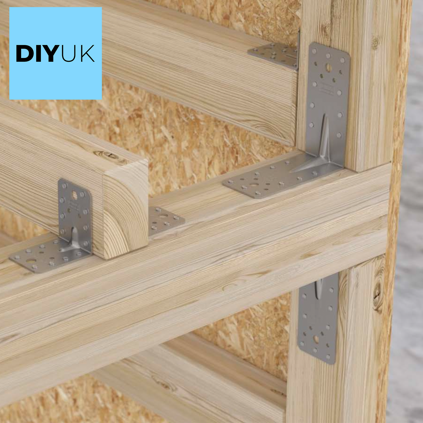 DIYUK Angle Bracket Heavy Duty 2.5mm Galvanised Steel Metal Corner Braces for Joining, Bracing, and Reinforcing