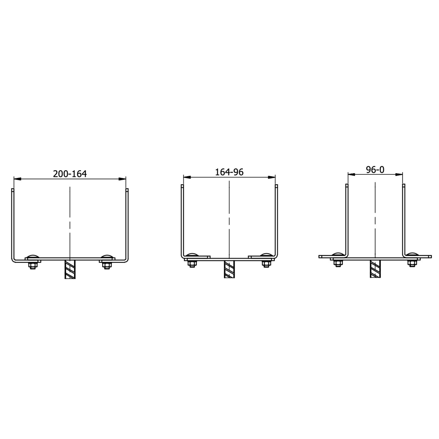 Adjustable 60-200mm Metal Brackets for Fence Post Repair to Concrete, Decking Support