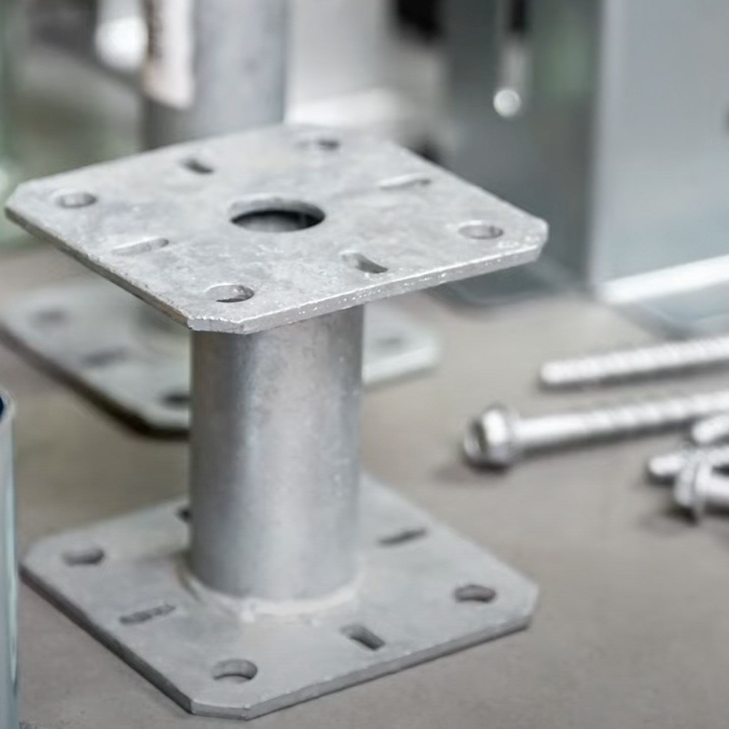 Post Base Bracket Heavy Duty 4mm Steel Galvanised Bolt-Down Elevated