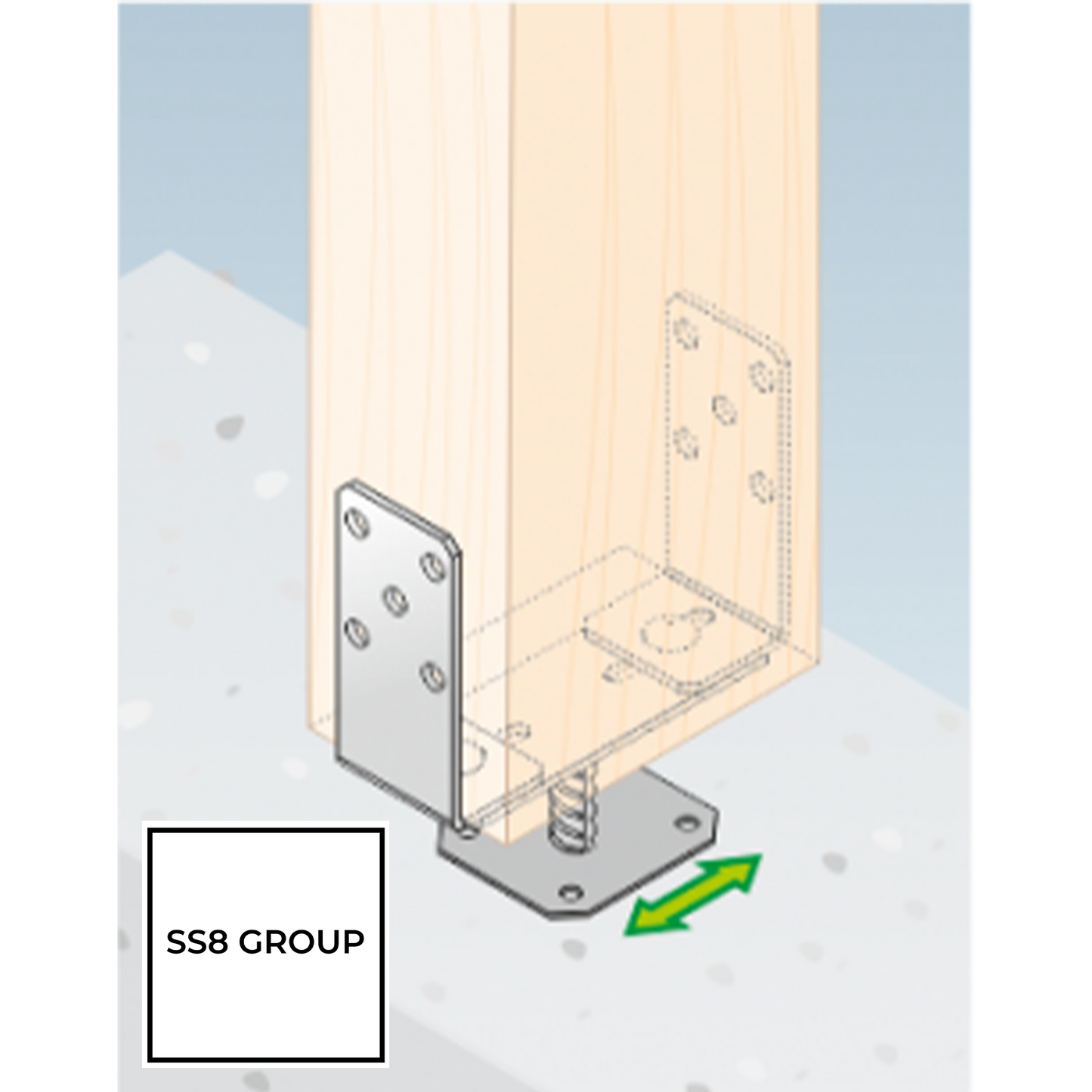 Adjustable 60-200mm Metal Brackets for Fence Post Repair to Concrete, Decking Support