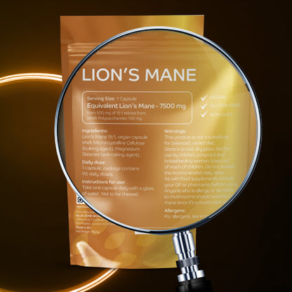 Lion’s Mane 7500mg per capsule for Clarity, Calm and Cognitive Strength
