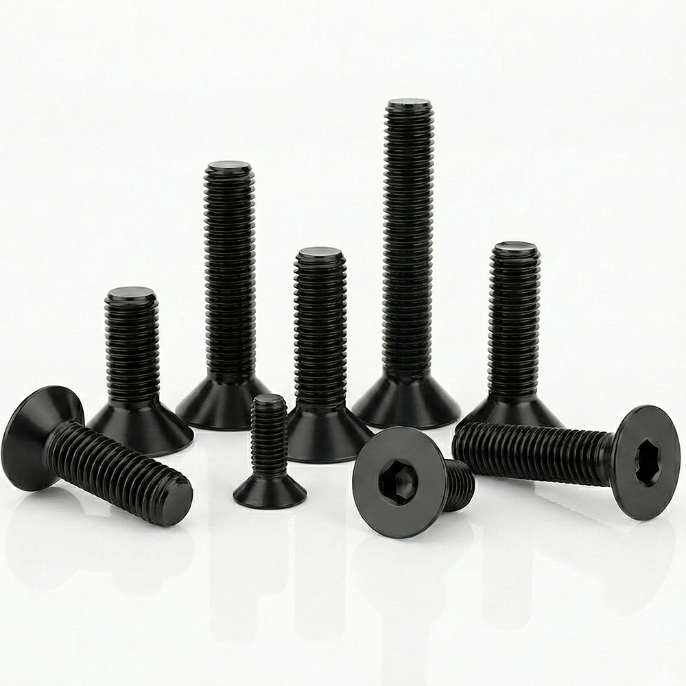 Black Hex Socket Countersunk Bolts | DIN 7991 / ISO 10642 Flat Head Allen Screws | High Tensile Rustproof Carbon Steel Fasteners - DIYUK