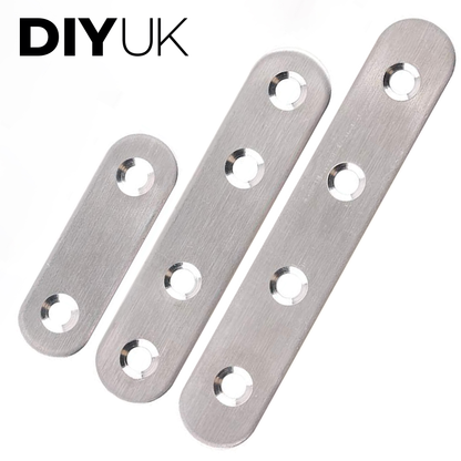 Flat Brackets For Wood, Straight Brace, Mending Plates Premium Steel Galvanised Connecting Repair Fixing