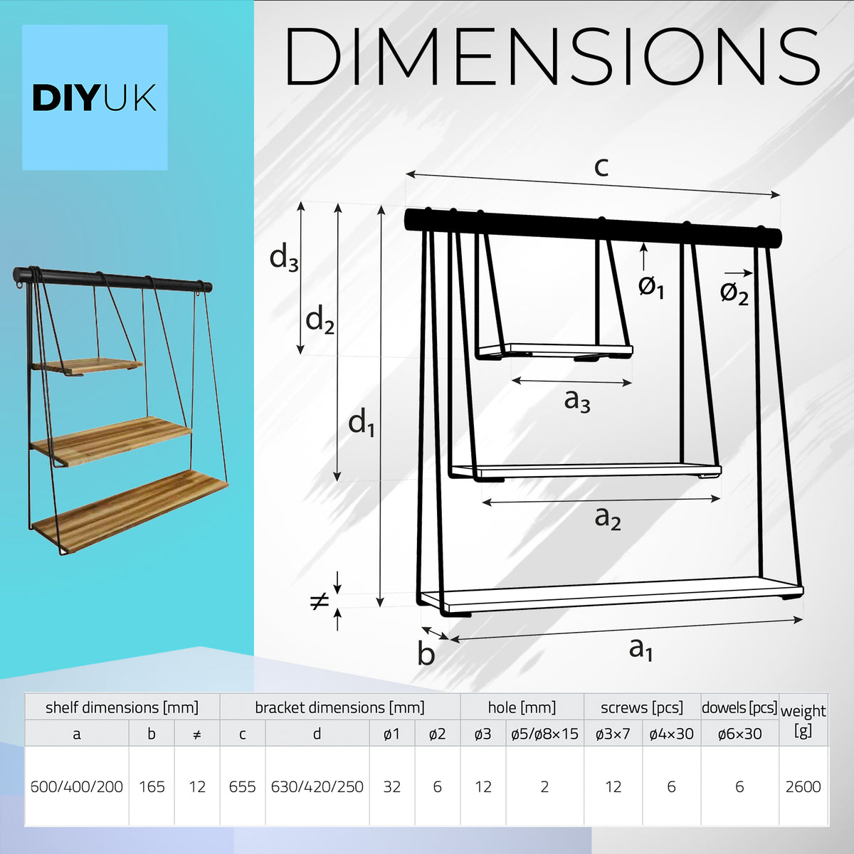 Stylish Multi Tiered Floating Wall Shelves, Pine Wood and Black Steel Frame for Decorative Display - DIYUK