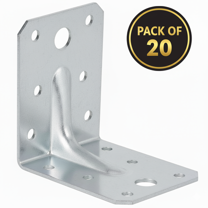 Angle Corner Brackets for Wood 70x70x55x2.0mm Galvanised Heavy Duty Steel L Braces Zinc Coated Metal Joist Sheet DIYUK