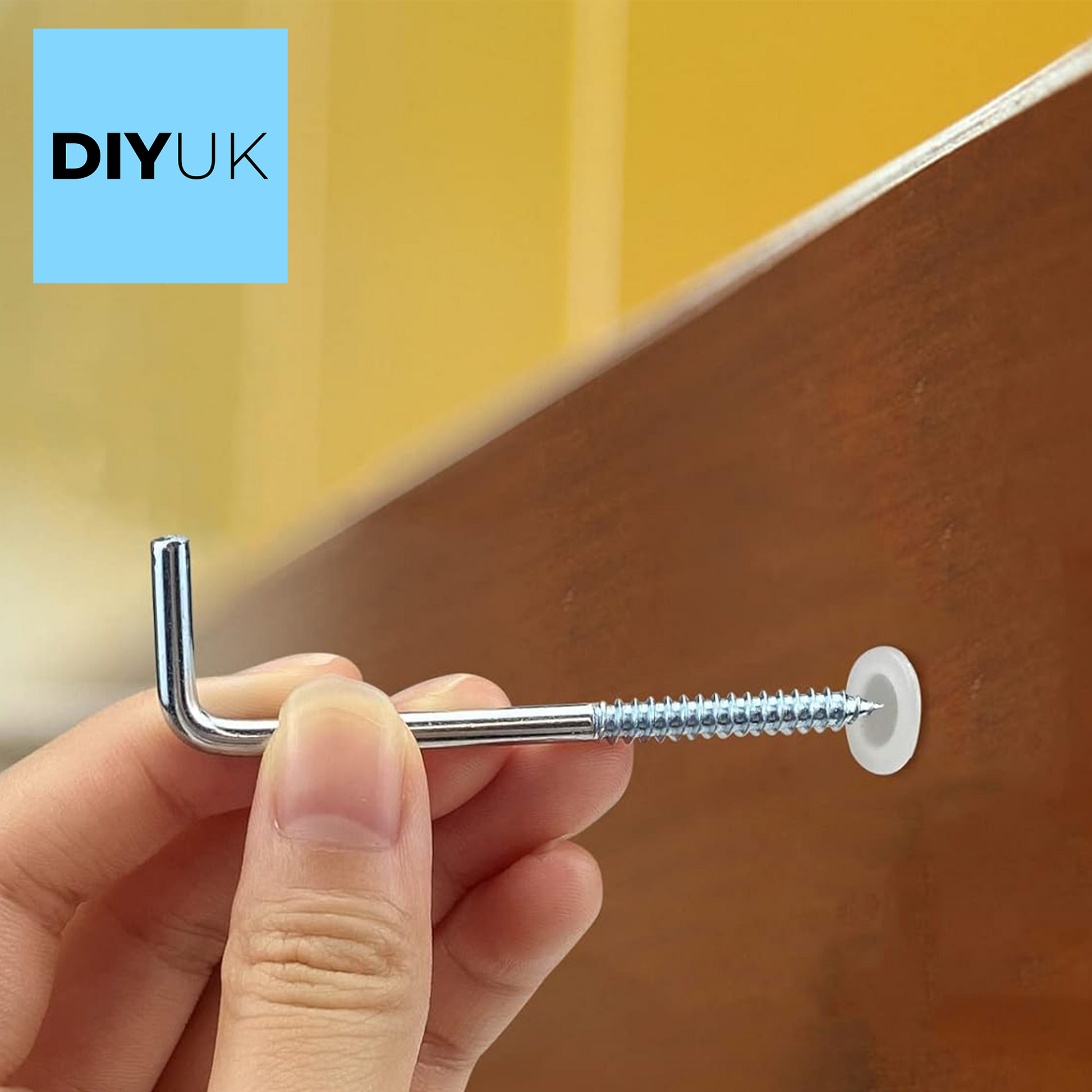 L Hook Screws Heavy Duty Square Cup Hooks for Hanging, Metal Screw in Wall Hangers Outdoor Mounting