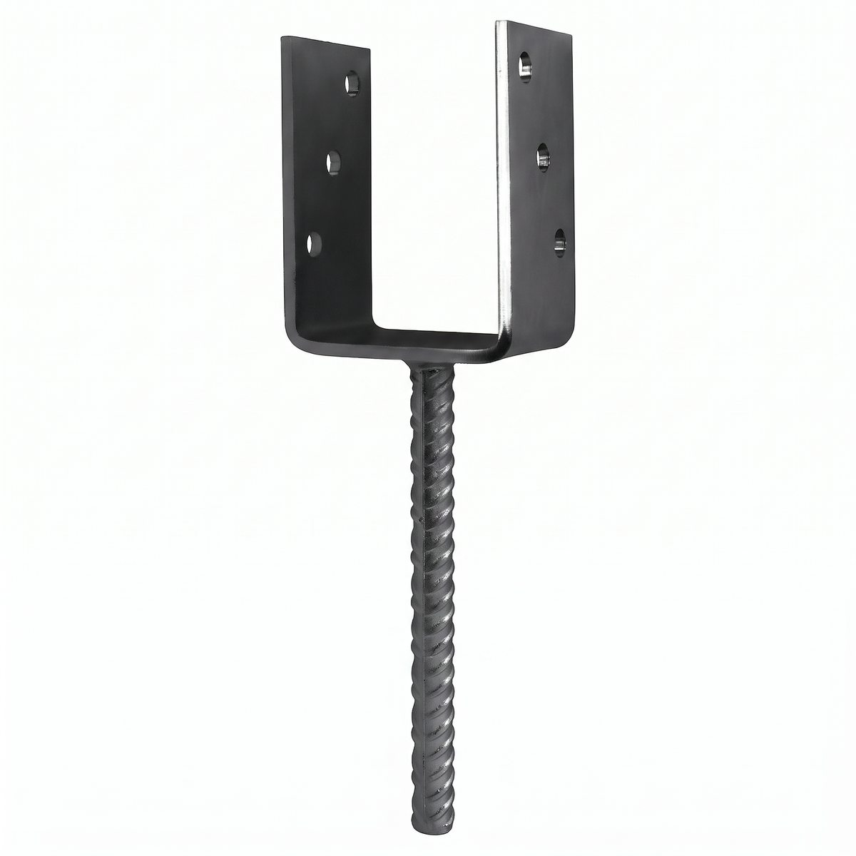 Heavy Duty U-Shape Post Support Base Bracket - Anthracite finish, product photo