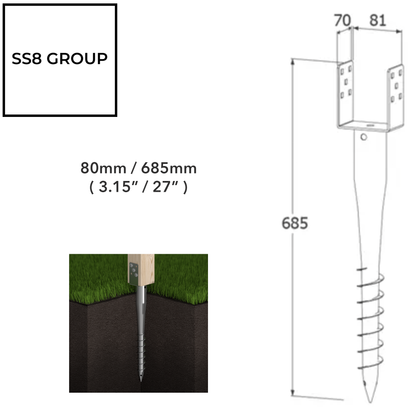 Fence Post Support Spike GROUND SCREW Holder Anchor Square 80/90/100/120 mm