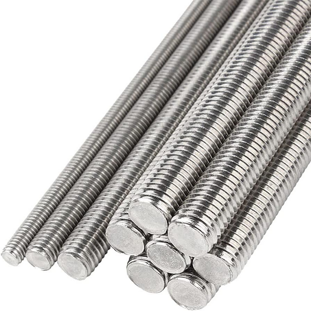 Fully Threaded Stud Bolts A2 Stainless Steel Right-Hand Thread Metal Rod for Studding, Durable Bolt Pole