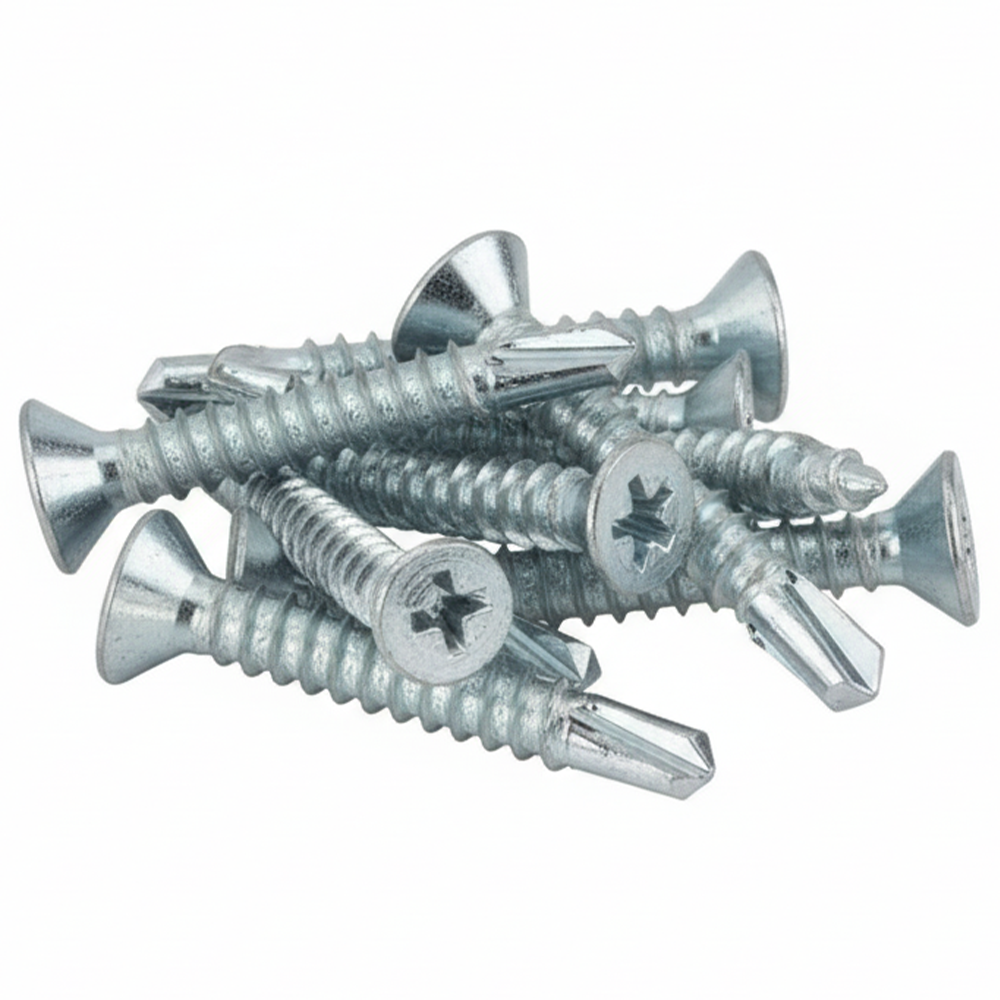 Self-Drilling Countersunk Screws Zinc Plated For Metal, Wood & PVC