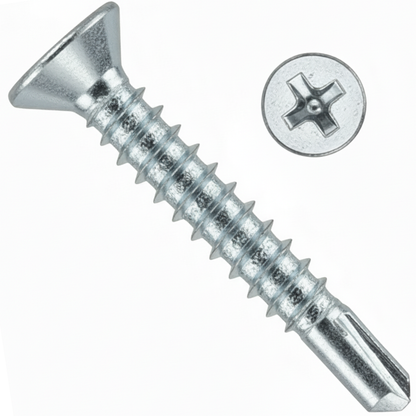 Self-Drilling Countersunk Screws Zinc Plated For Metal, Wood & PVC