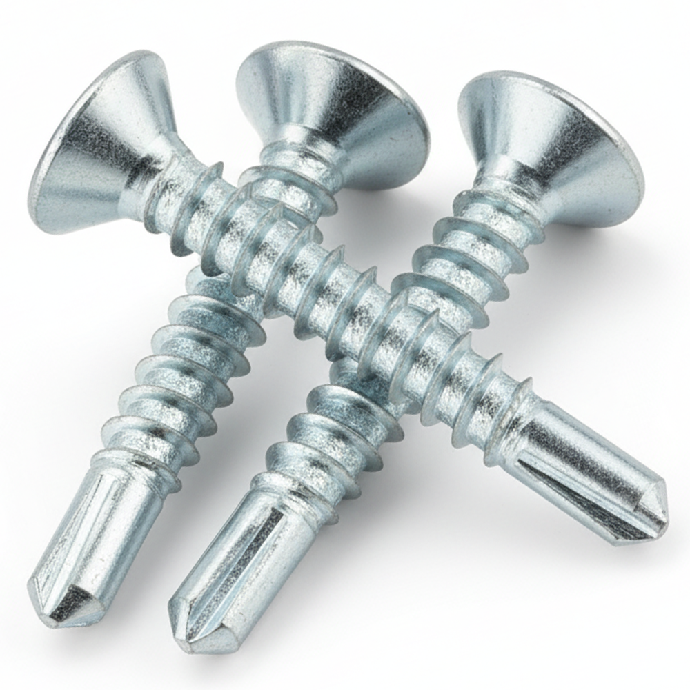 Self-Drilling Countersunk Screws Zinc Plated For Metal, Wood & PVC