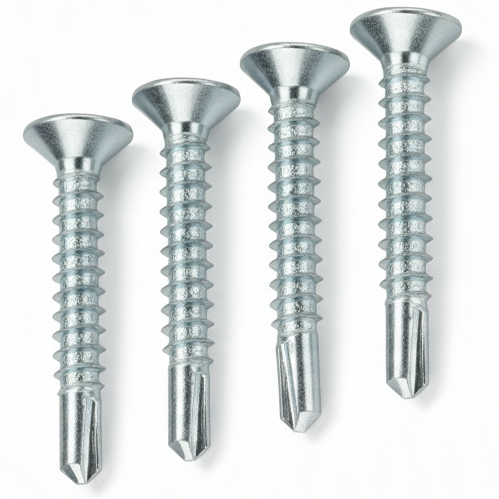 Self-Drilling Countersunk Screws Zinc Plated For Metal, Wood & PVC