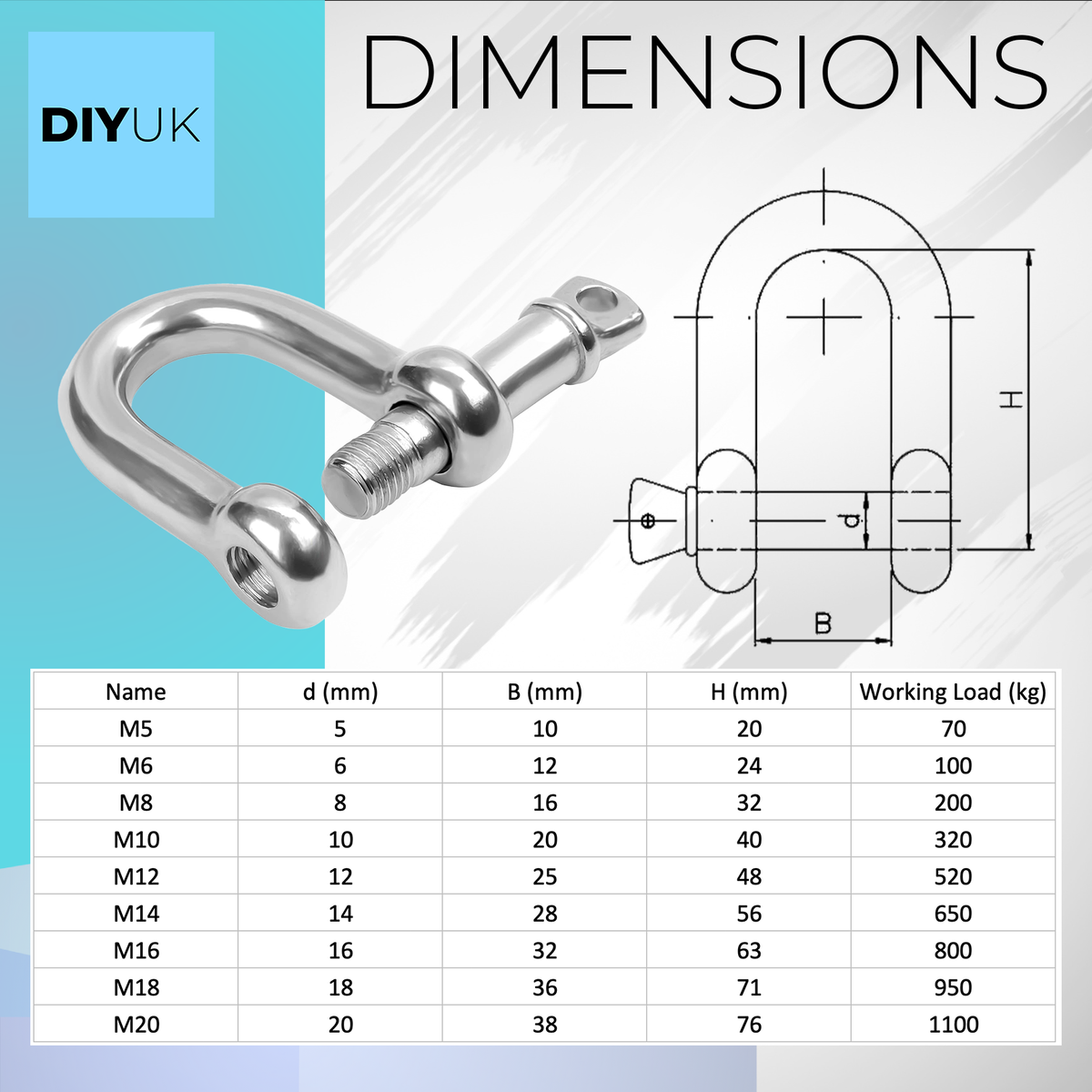 DIYUK D Shackles with Screw Lock Heavy Duty Steel Durable Hook Ring for Towing and Outdoor Activities