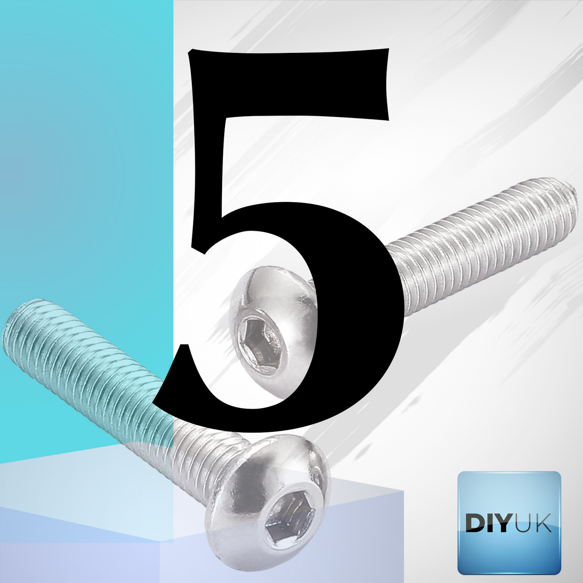 DIYUK A2 Stainless Steel Hex Socket Button Head Bolts (ISO 7380), pack of 5