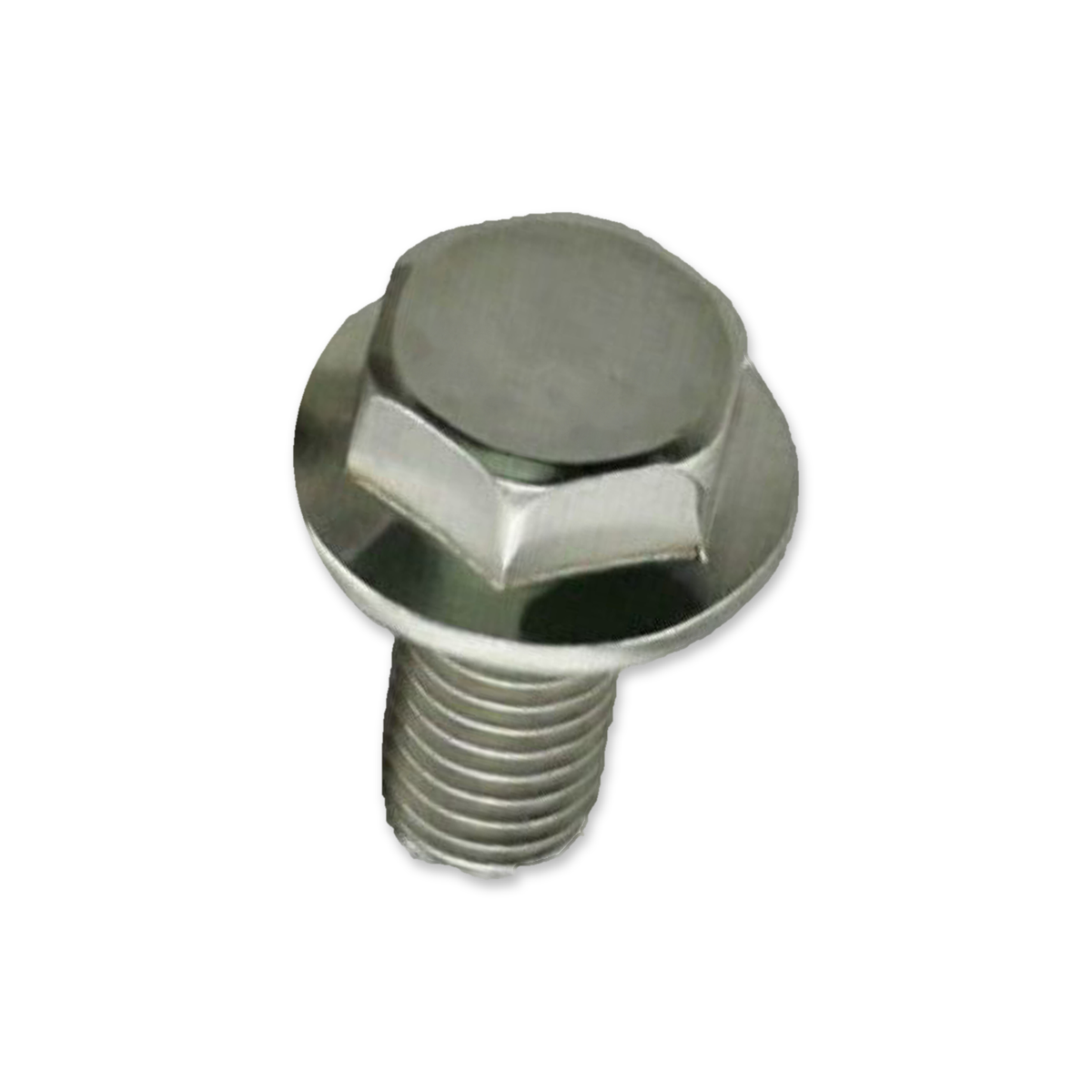 DIYUK A2 stainless steel flanged hex head bolt with a short threaded shank, seen from above at an angle, on a white background