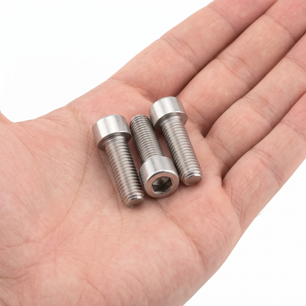 DIYUK A2 Stainless Steel Allen Socket Cap Head Screws DIN 912, three screws shown in hand for scale