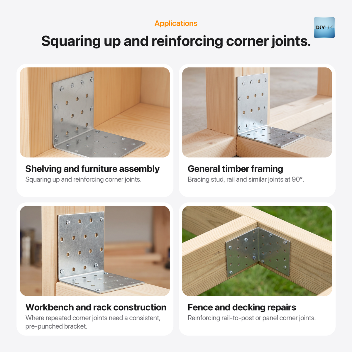 Heavy Duty Galvanised Angle Brackets - 2.0mm Steel L Corner Brace, applications