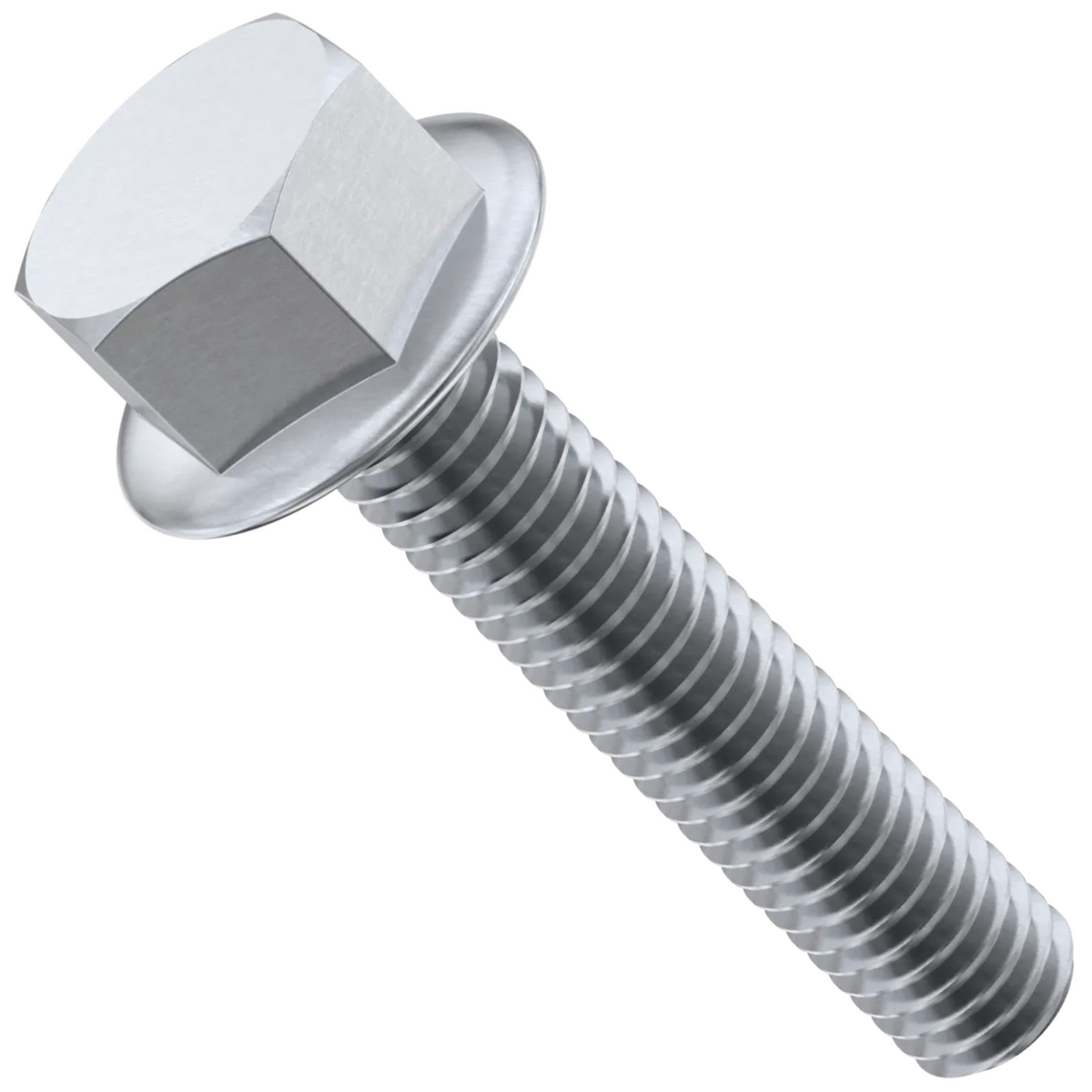 DIYUK A2 stainless steel flanged hex head bolt, fully threaded, with an integrated flange under the hexagon head, on a white background