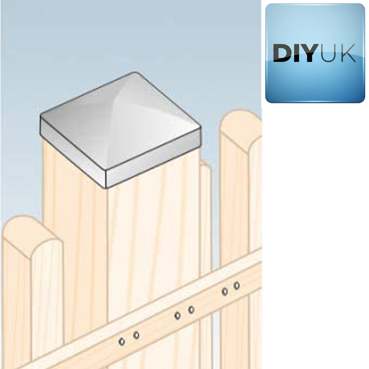 DIYUK® Fence Posts Caps 70mm x 70mm  Metal Cap Pyramid Post Covers - DIYUK