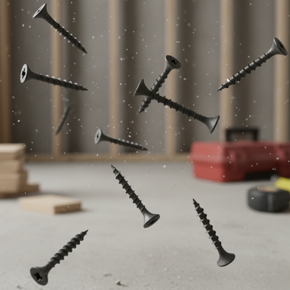 Black phosphate drywall screws for timber-frame drylining