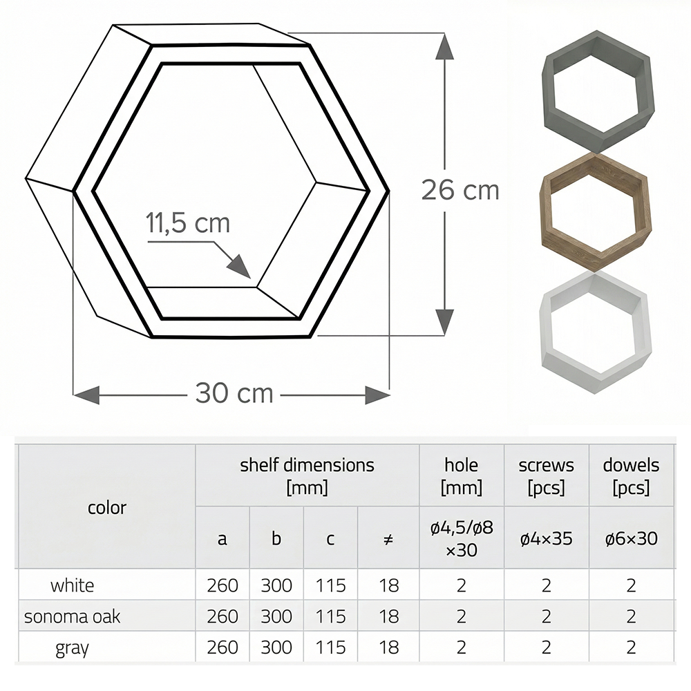 Premium Modular Hexagon Floating Shelf | 18mm Thick Heavy-Duty MDF Honeycomb Wall Display | Geometric 30cm x 26cm Shelving Unit for Lounge, Plant & Books | Made in EU