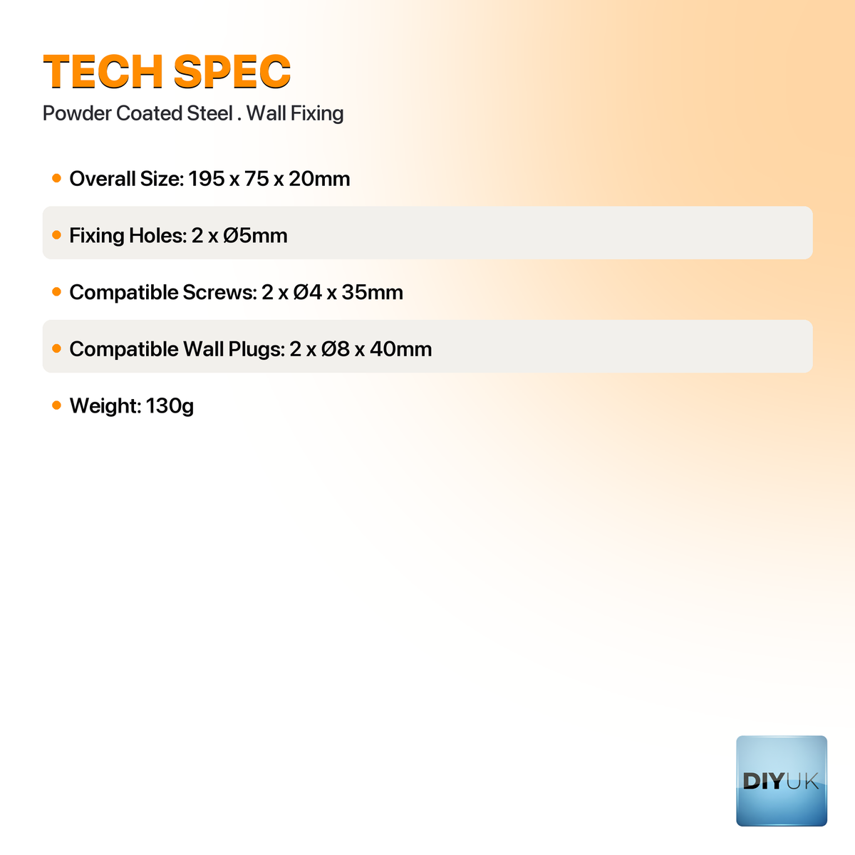 Black plant hook - technical specification table