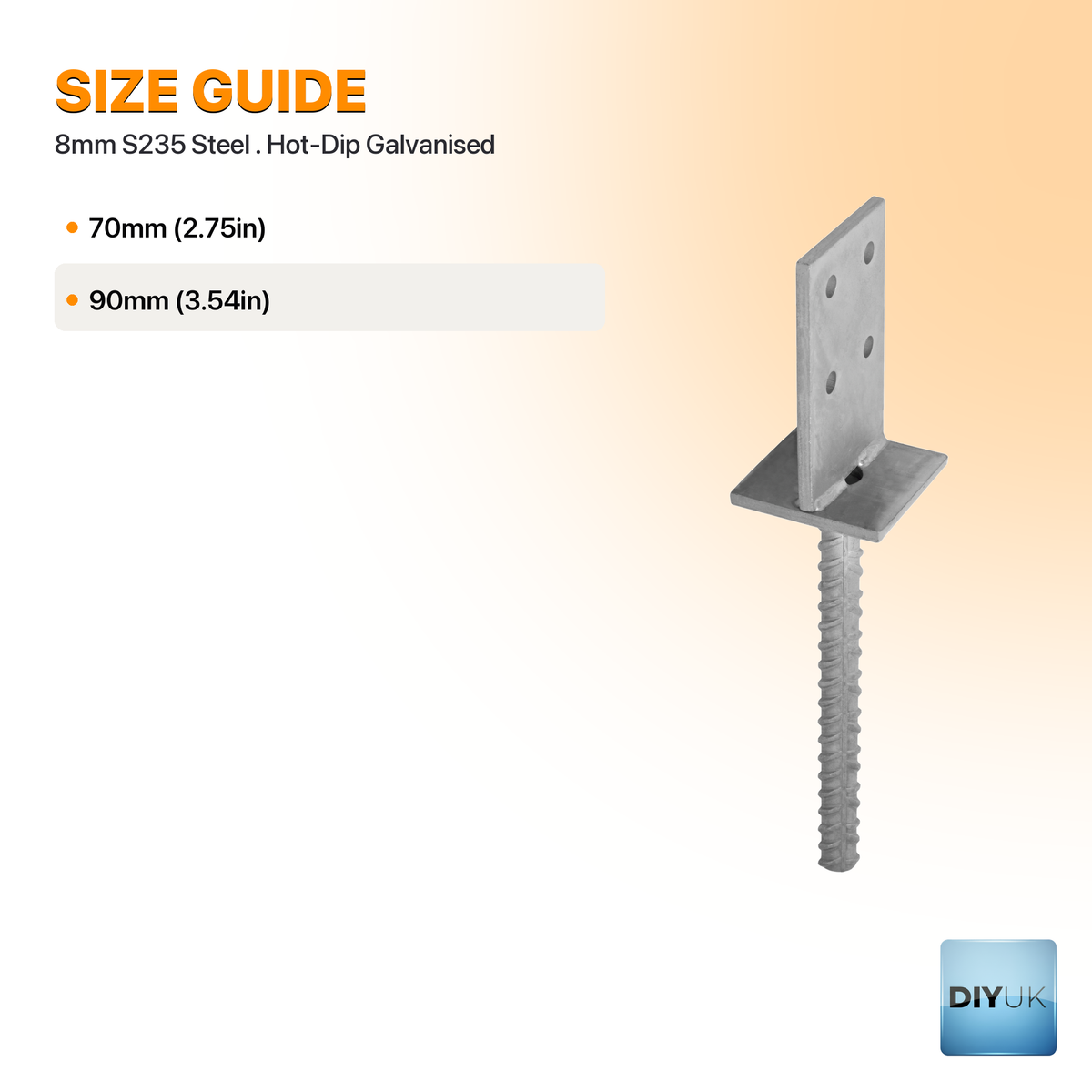 Heavy Duty Galvanised Concealed Post Support Bracket for Fences & Pergolas - specification table