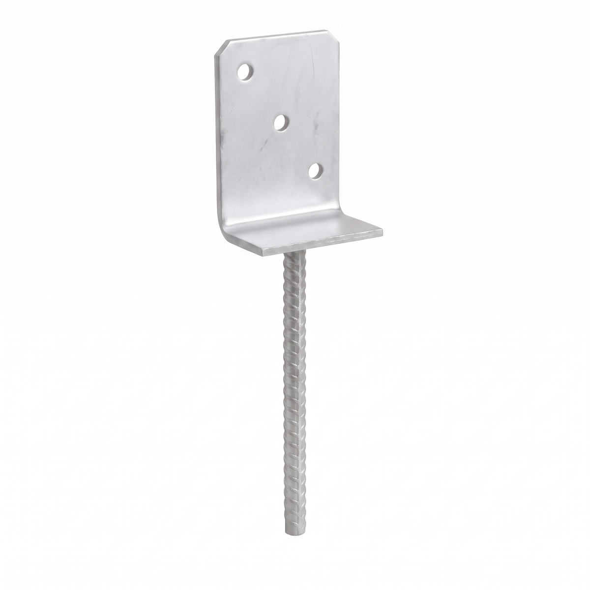 Heavy duty L-shape concrete-in post support bracket, 5mm galvanised steel - DIYUK