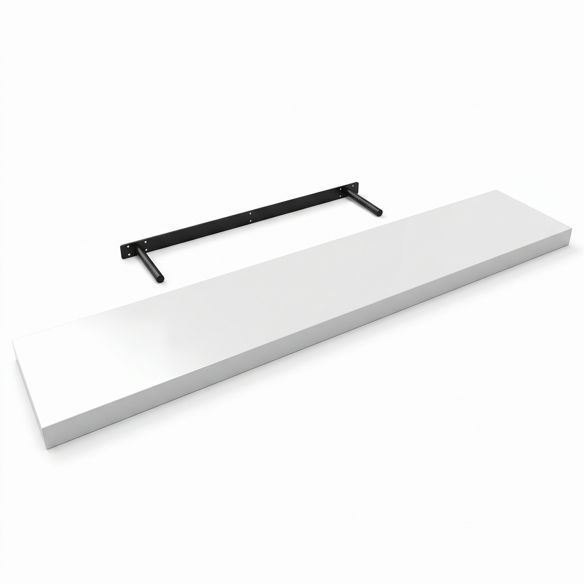 Floating wall shelf, white gloss finish, main product photo