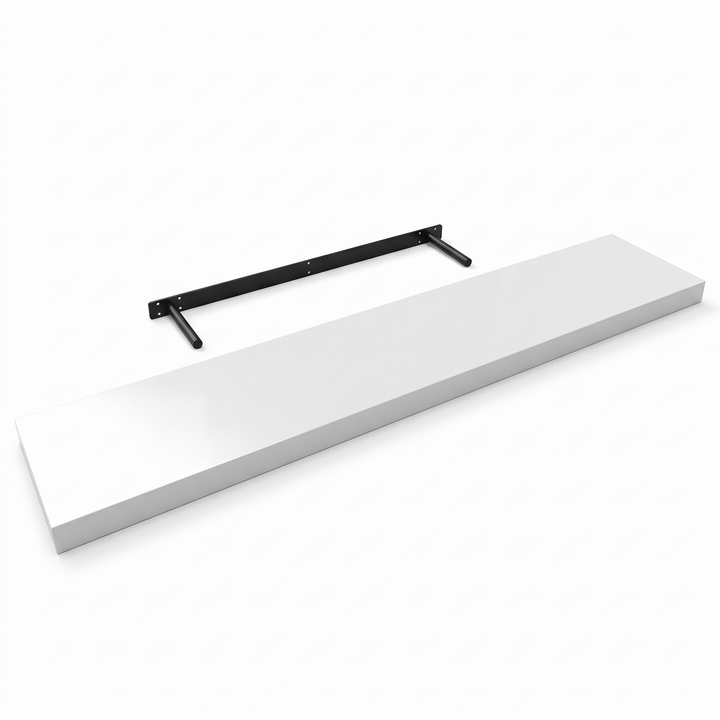 Floating wall shelf, white gloss finish, main product photo