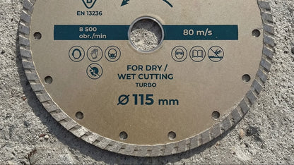 115mm Turbo Diamond Cutting Disc for Angle Grinders (4.5") – Heavy Duty 2.2mm Thick Blade for Porcelain, Granite, Stone & Ceramic Tiles – Professional Wet & Dry Masonry Cutter (22.23mm Bore) – EN13236 Certified