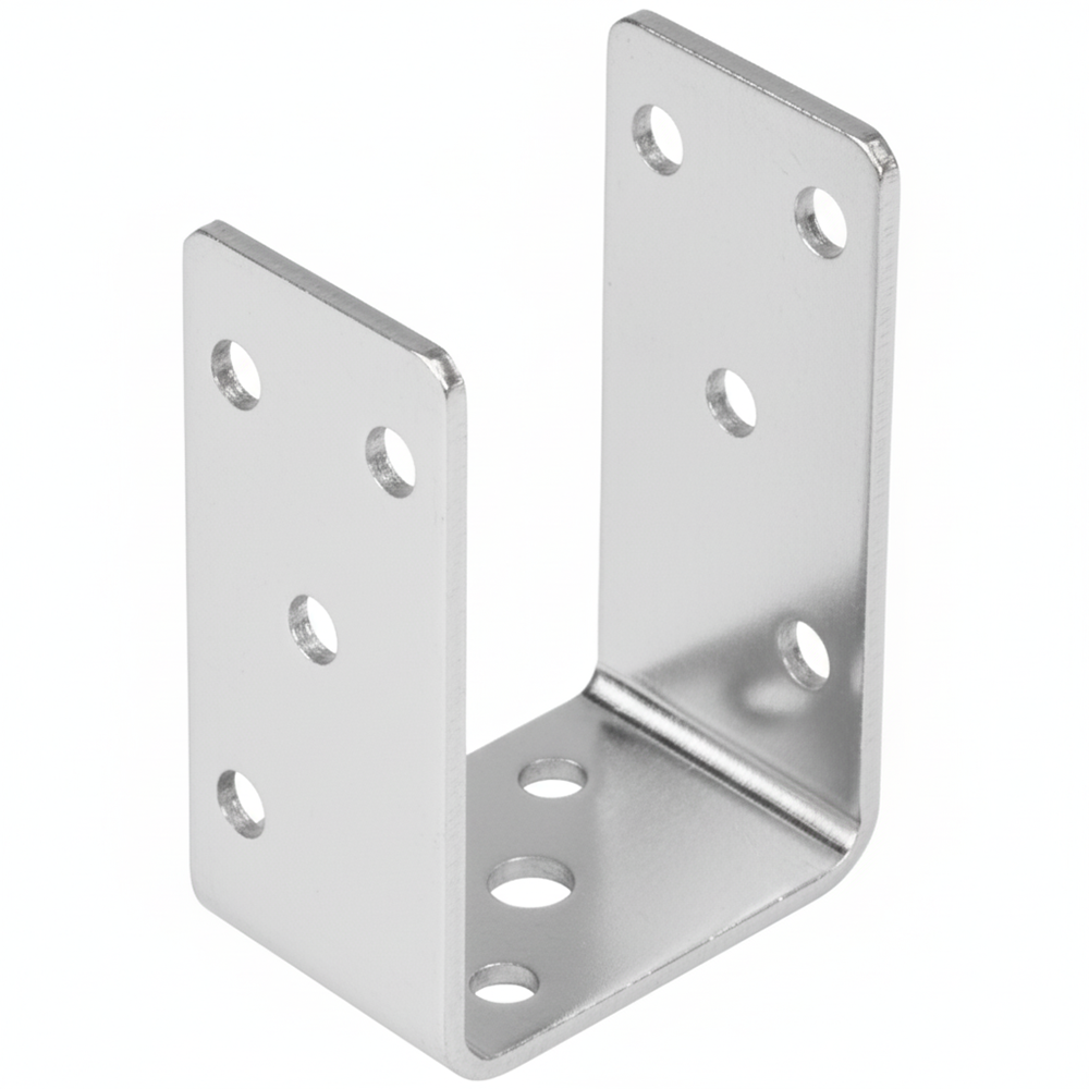 Fence Post Support U Shape Bolt Down Heavy Duty Base Bracket 4mm Galvanised - DIYUK