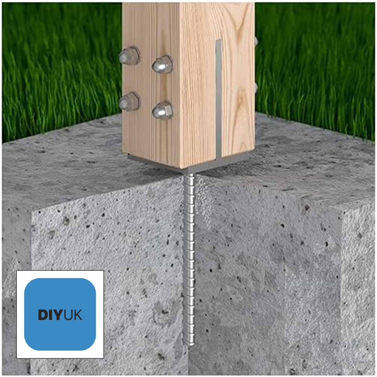 Galvanised Heavy Duty Concealed Bracket Support for Fence & Pergola Posts - Metal Base Brackets for Concrete Installation