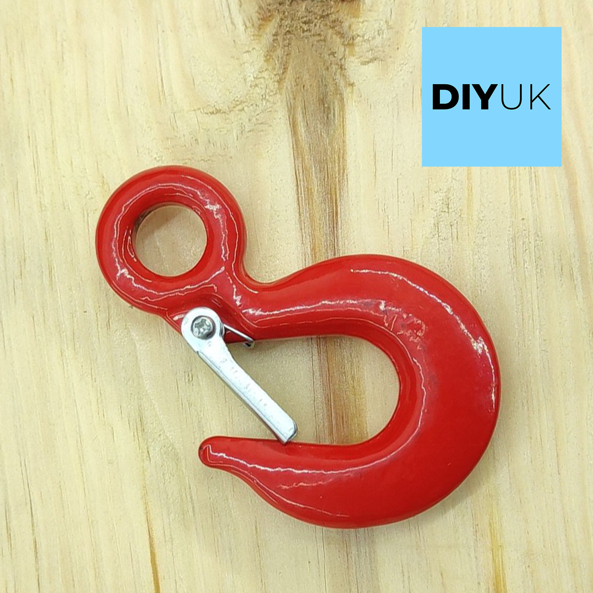 Eye Hook with Safety Catch Heavy Duty Red - Steel Hook for Secure Lifting