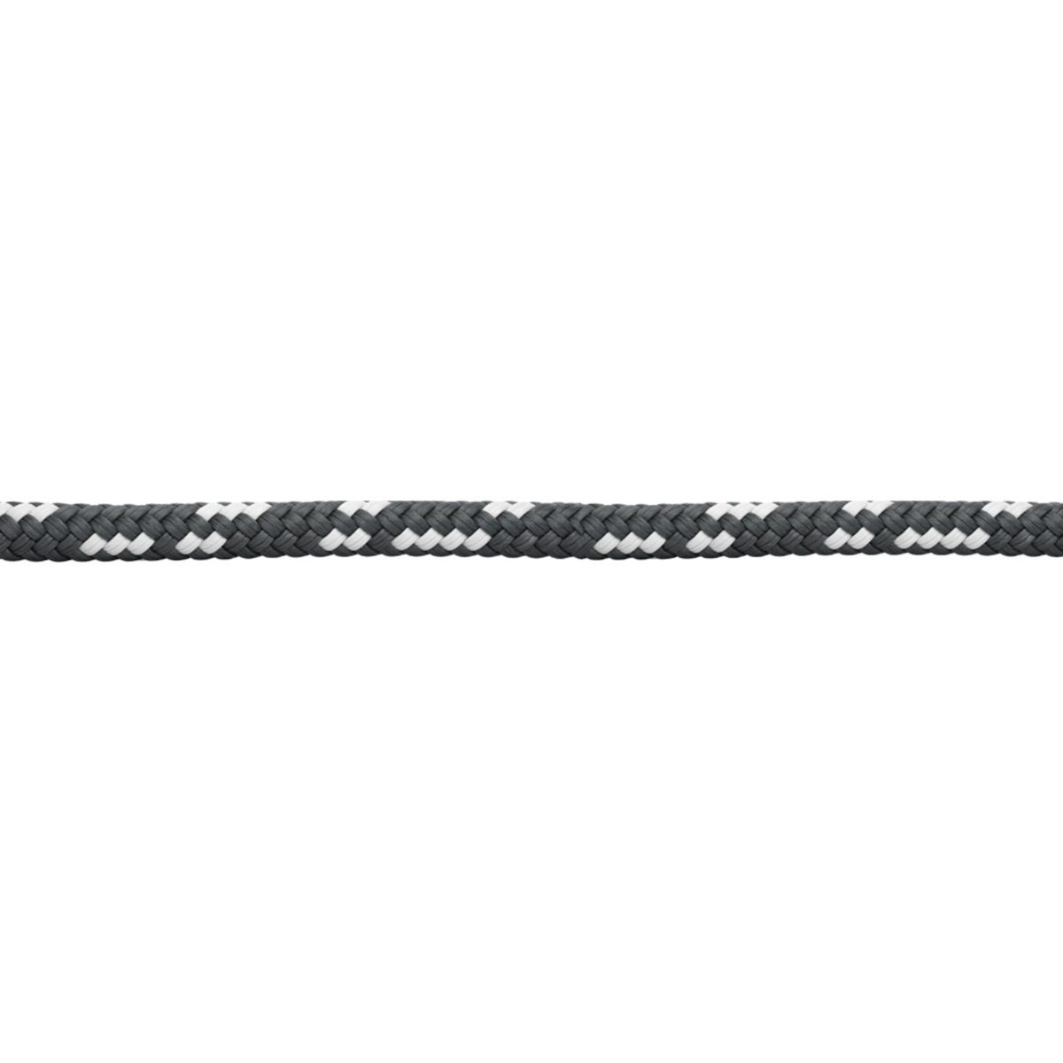 Braided polypropylene rope close-up, white background