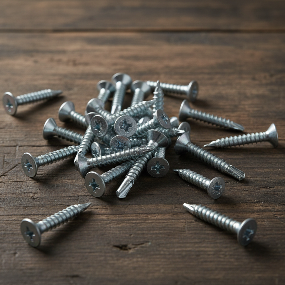 Self-Drilling Countersunk Screws Zinc Plated For Metal, Wood & PVC
