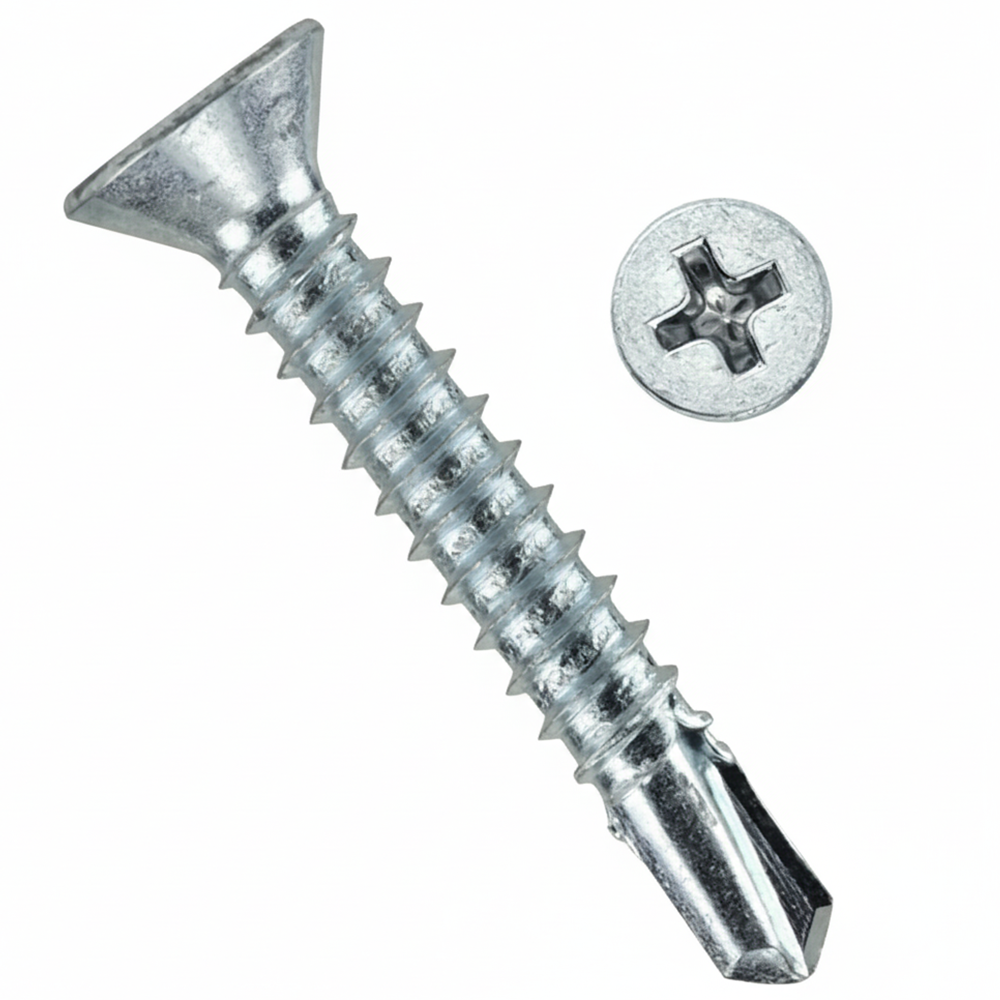 Self-Drilling Countersunk Screws Zinc Plated For Metal, Wood & PVC
