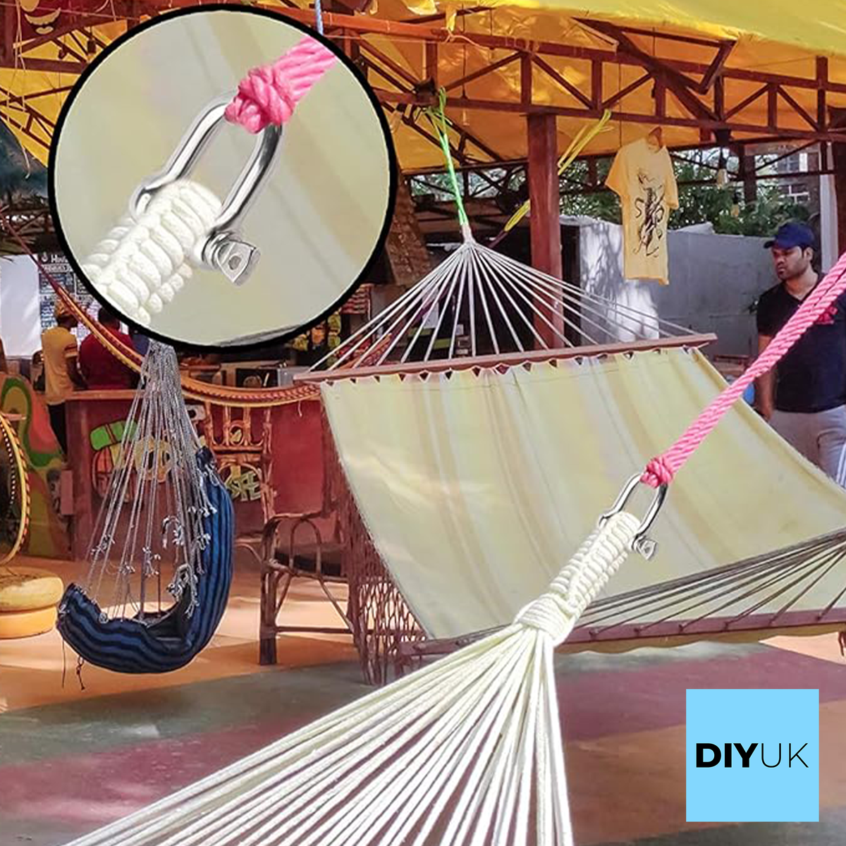 DIYUK D Shackles with Screw Lock Heavy Duty Steel Durable Hook Ring for Towing and Outdoor Activities