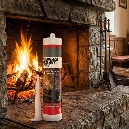 High Temperature Silicone Sealant 1500°C Black | Heavy Duty Heat Resistant Fire Cement & Flue Sealer | For Wood Burner Stoves, Chimneys, Ovens & Fireplace Repair | Professional Grade Cartridge (310ml)