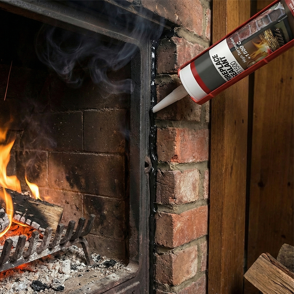 High Temperature Silicone Sealant 1500°C Black | Heavy Duty Heat Resistant Fire Cement & Flue Sealer | For Wood Burner Stoves, Chimneys, Ovens & Fireplace Repair | Professional Grade Cartridge (310ml)