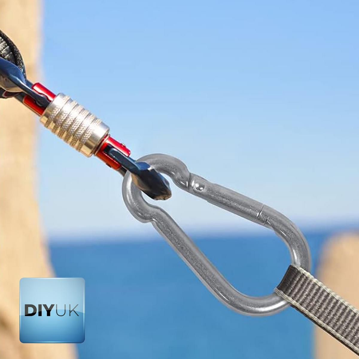 Heavy Duty Galvanised Zinc-Plated Steel Carabiner Snap Hook Clip (DIN 5299C)