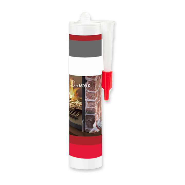 White 310ml sealant cartridge with a red and grey label and a red cap on the nozzle, on a white background.